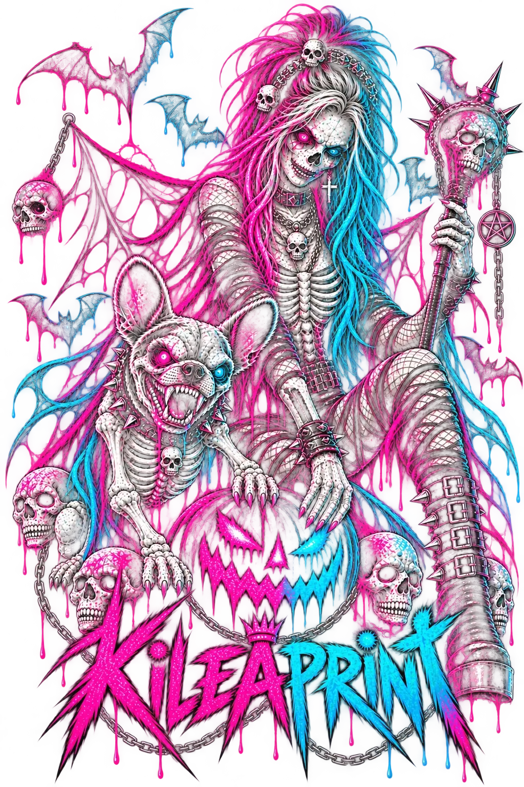 Bad Girl & Dog – Rückseite, Druckgrafik