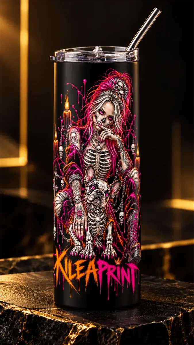 Slimtumbler Schwarz – Bad Girl & Dog